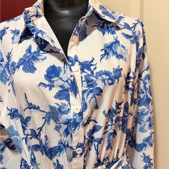 Women's Blue Floral Tie-Waist Maxi Dress - Picture 8 of 8